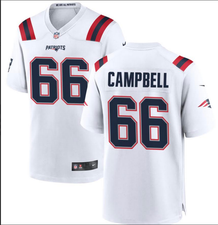 Men New England Patriots #66 Campbell white Nike 2025 NFL jersey->los angeles chargers->NFL Jersey